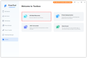 Go to Toolbox > Choose iOS Data Recovery